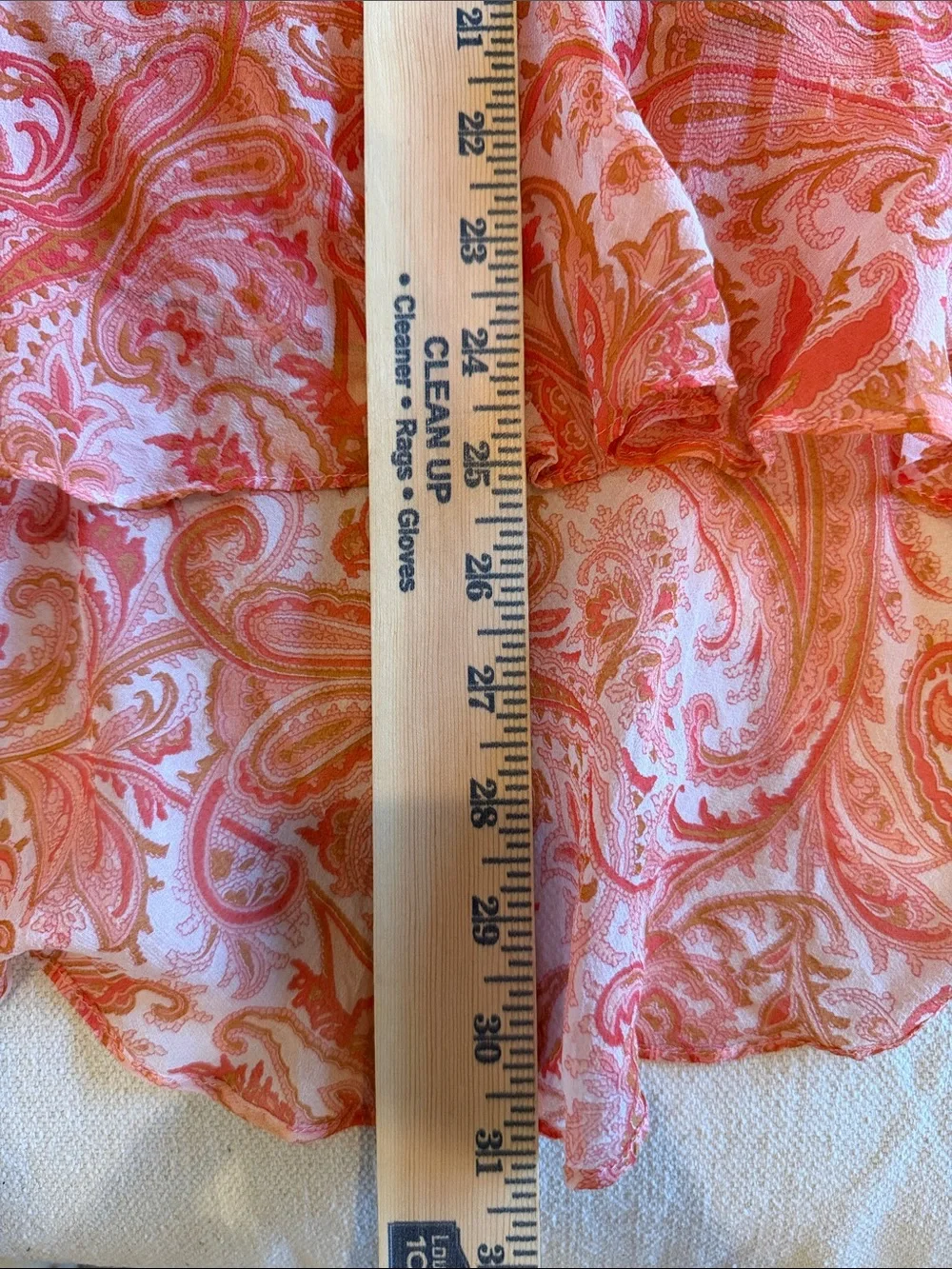 Banana Republic Women’s Coral & Orange Paisley High-Low Ruffle Skirt 100% Silk